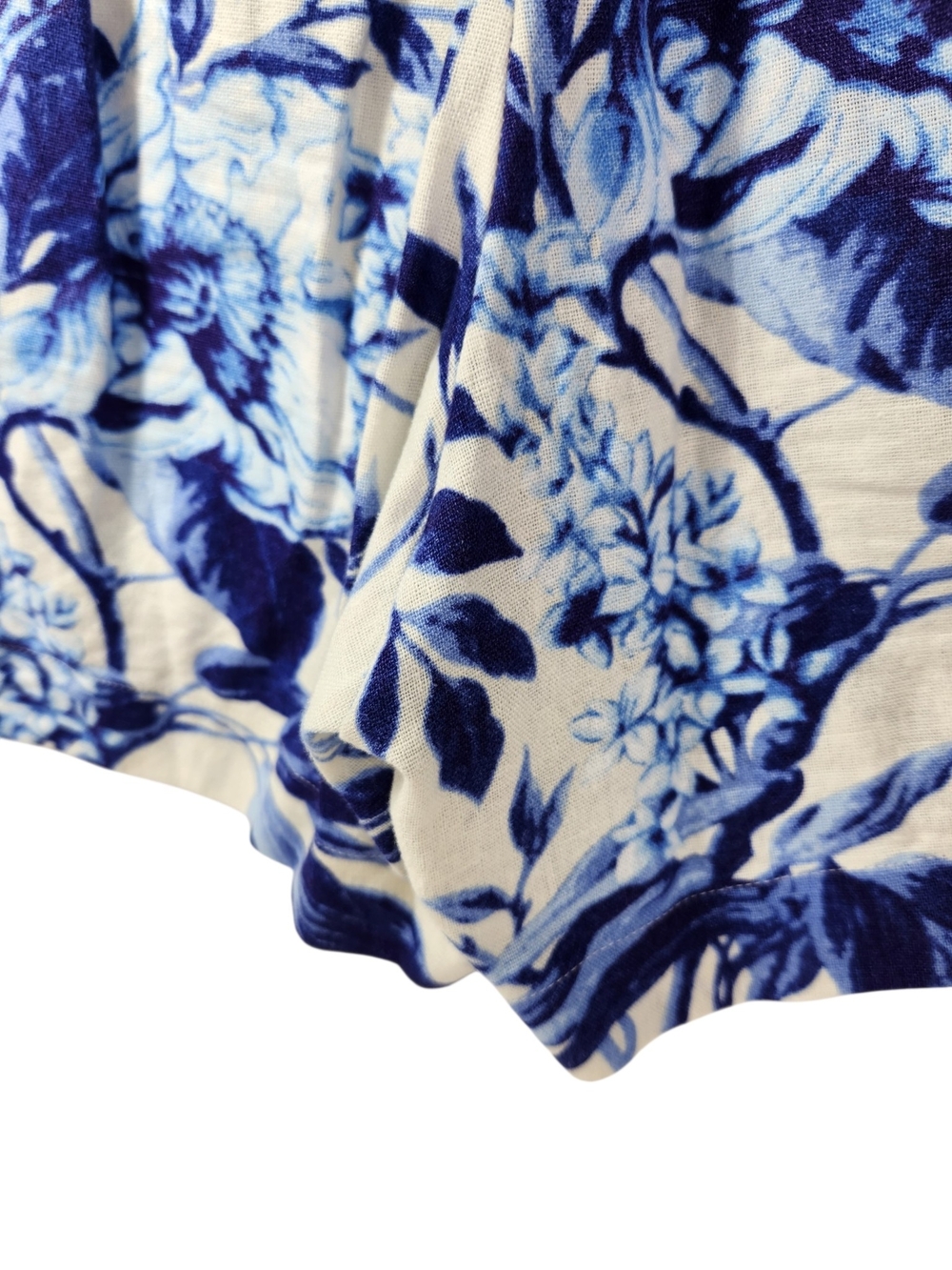 Ellen Tracy Blue Floral Wrap Skort Large Pockets Elastic Waistband Linen Blend - Picture 9 of 14